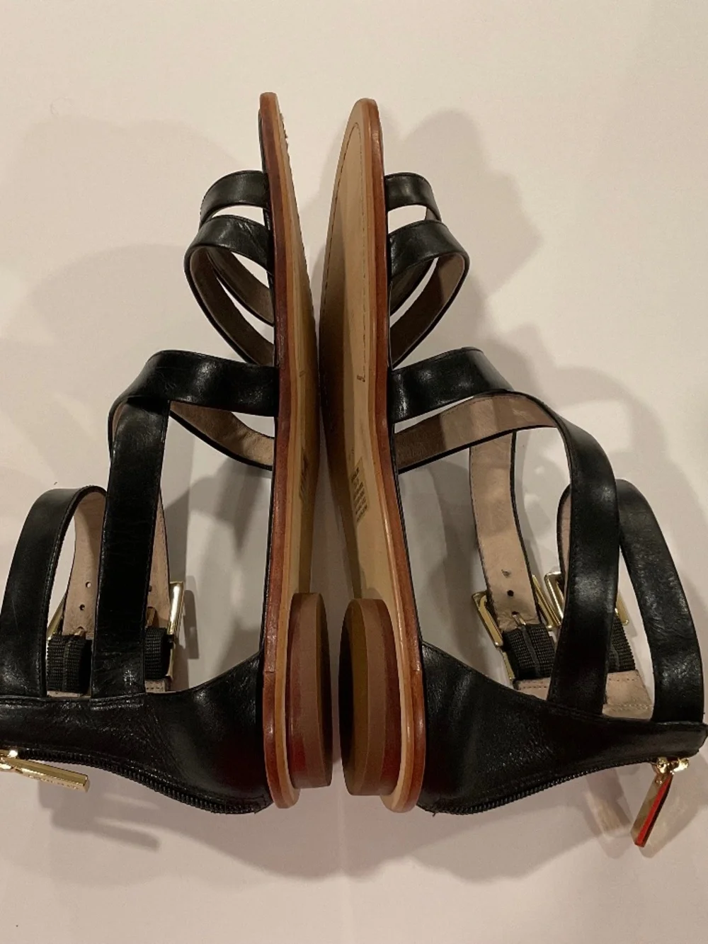 LOUISE ET CIE Lo Carlina Black Double Strap Flat Leather Sandal Size 8